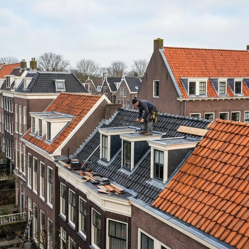 historische daken winter