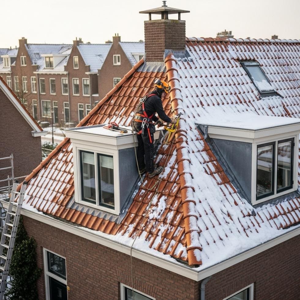 sneeuw van dak verwijderen winter