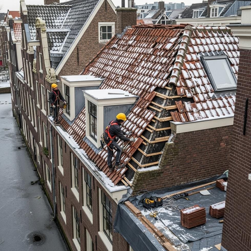 historische daken winter