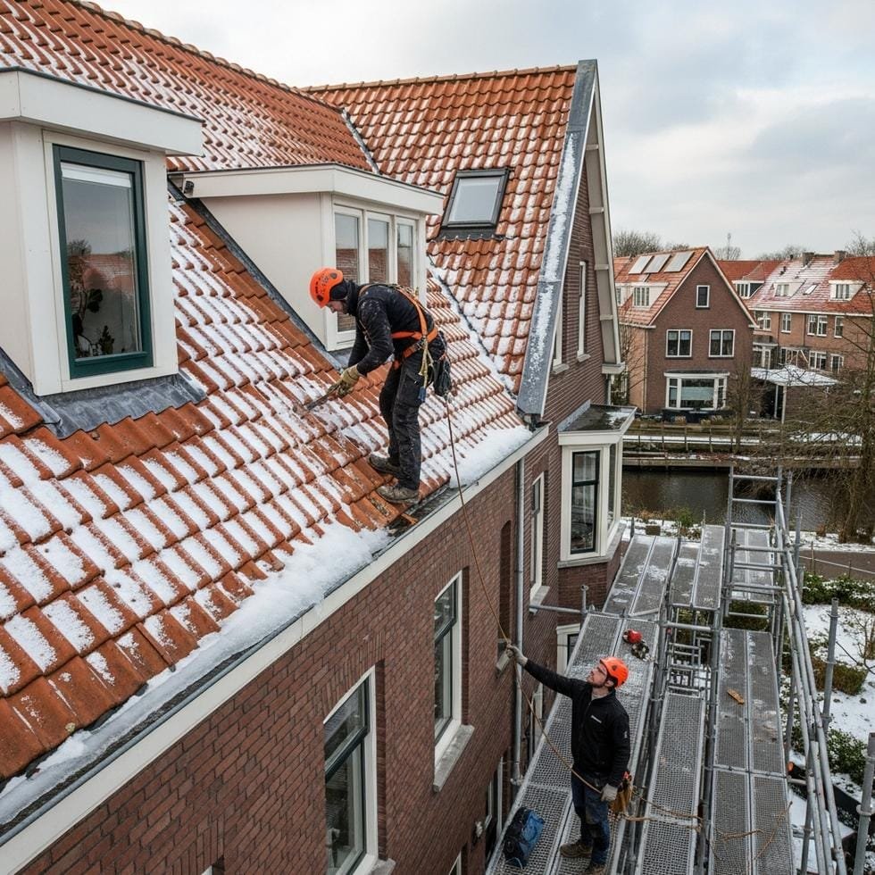 ijsdammen dak winter