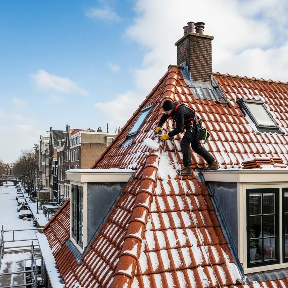 dak sneeuwvrij maken winter